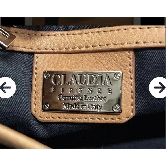 Claudia Firenze Genuine Italian Caramel Leather Tote Handbag Purse New - Picture 10 of 11